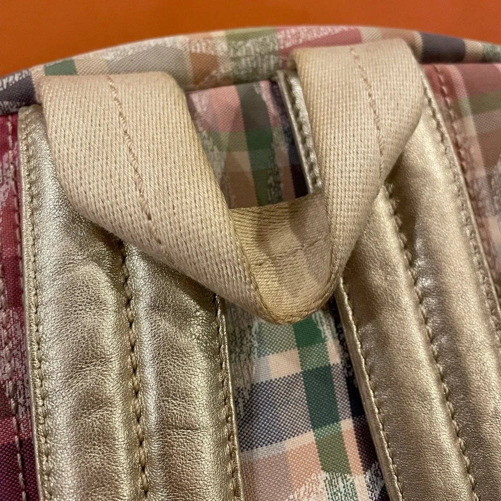 Coach Signature Poppy Multicolor Madras Backpack F21886 Bookbag - Picture 10 of 14